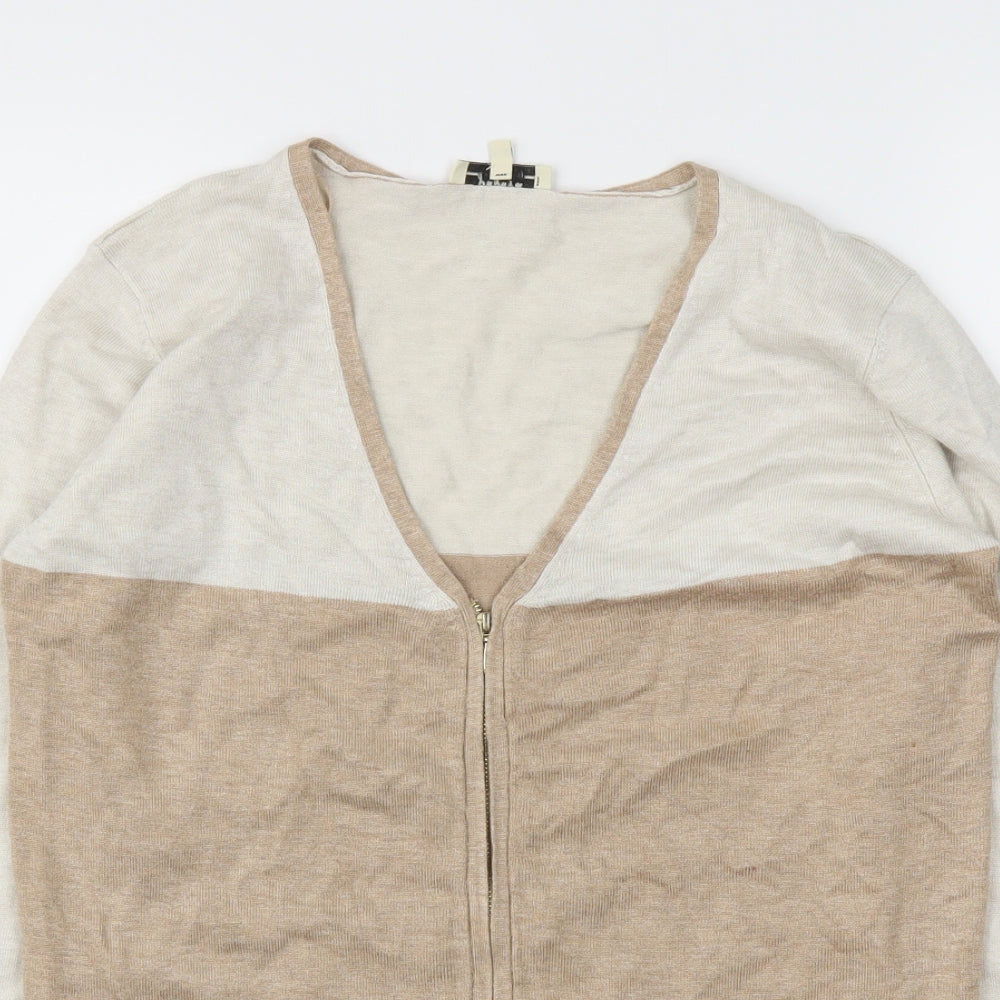Papaya Womens Beige Striped  Cardigan Jumper Size 12