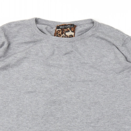 MISSLADY Womens Grey Animal Print  Pullover Jumper Size XL