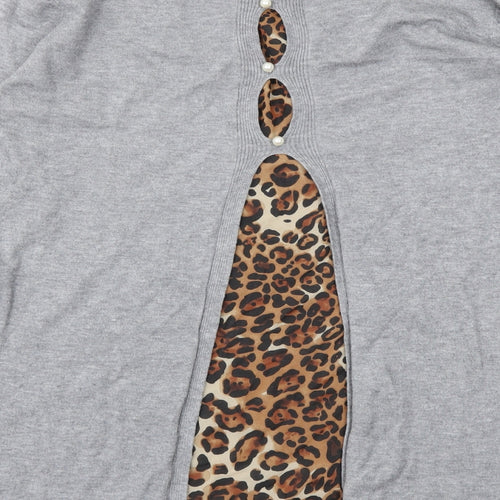MISSLADY Womens Grey Animal Print  Pullover Jumper Size XL