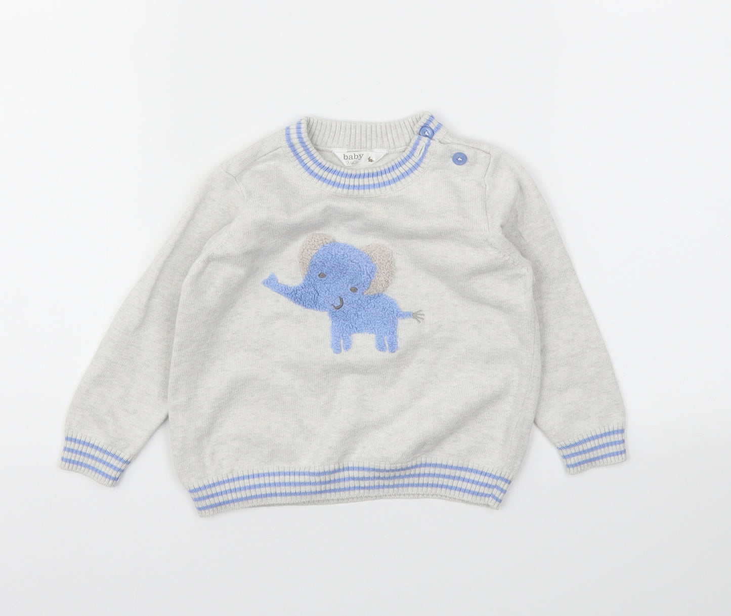 M&Co Boys Grey Animal Print  Pullover Jumper Size 12-18 Months