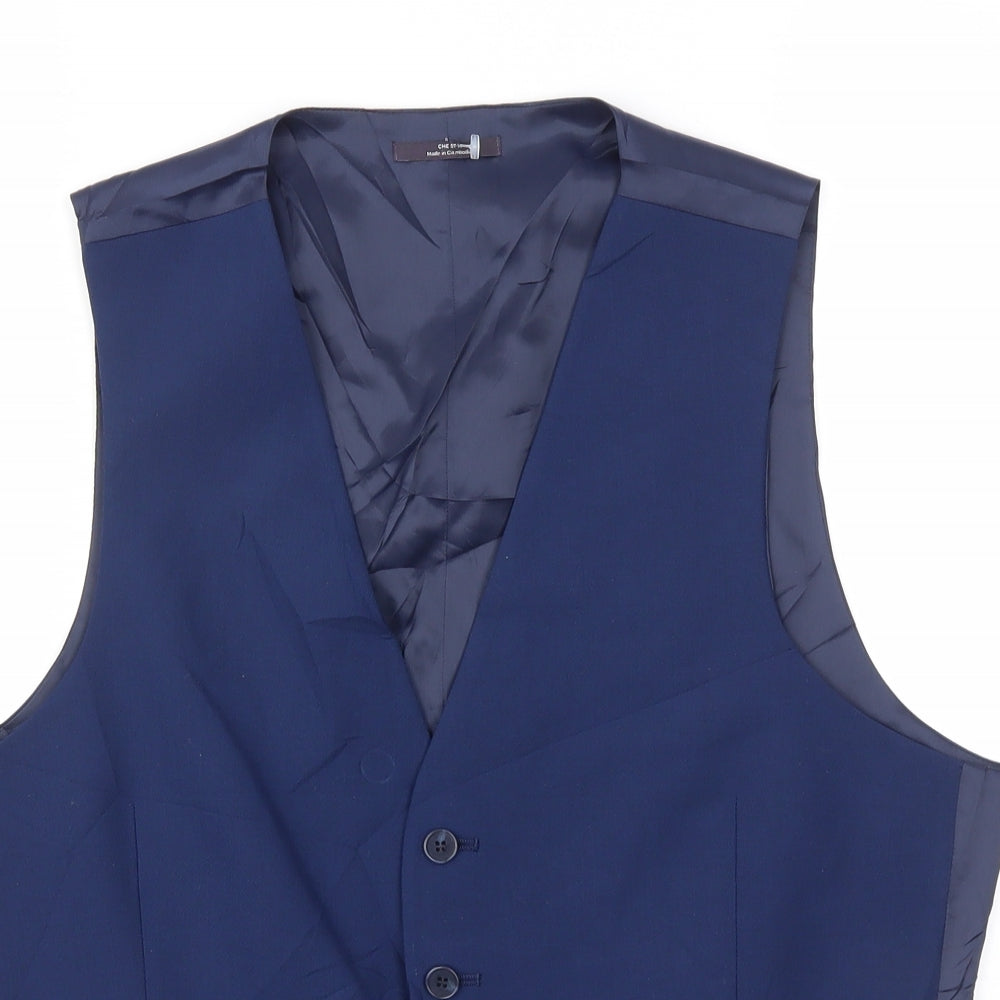 M&S Mens Blue   Jacket Suit Waistcoat Size M