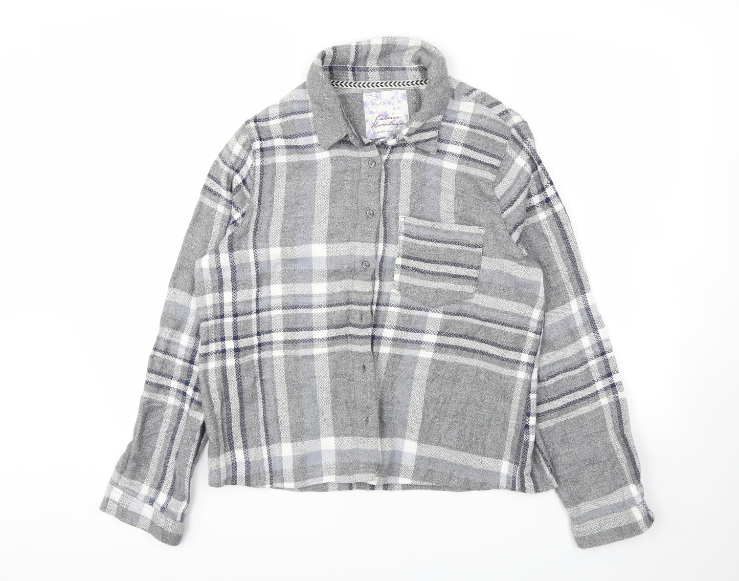 falmen heritage Womens Grey Check  Basic T-Shirt Size 14