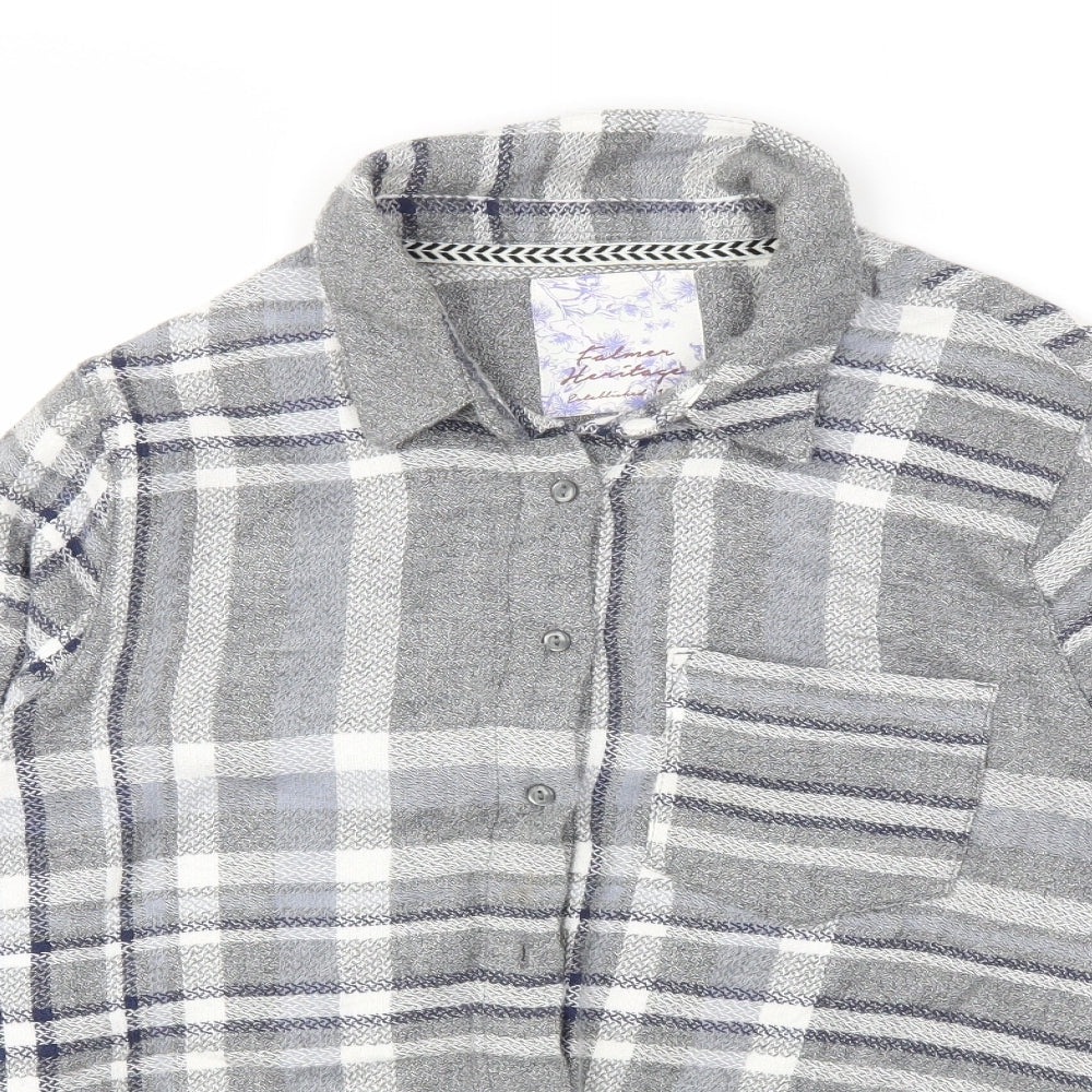 falmen heritage Womens Grey Check  Basic T-Shirt Size 14