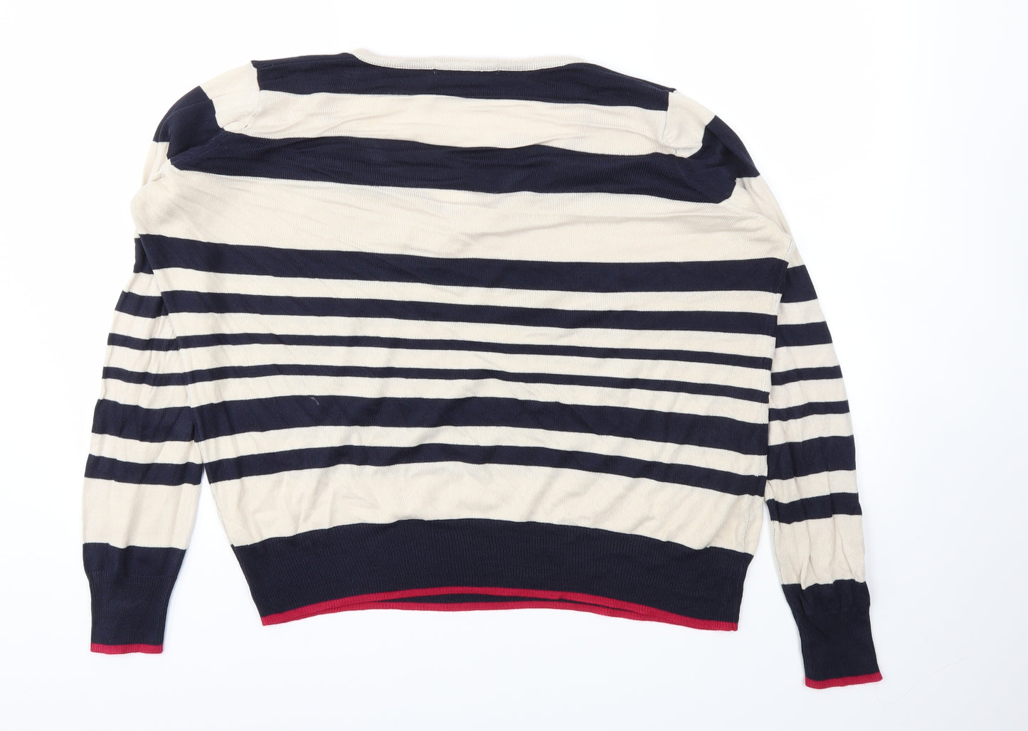 M&S Womens Beige Striped  Basic T-Shirt Size 18