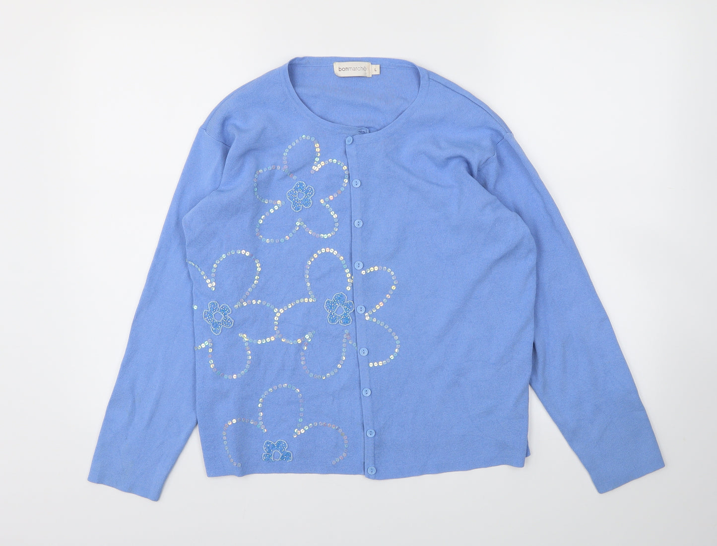 Bonmarché Womens Blue Floral  Cardigan Jumper Size L
