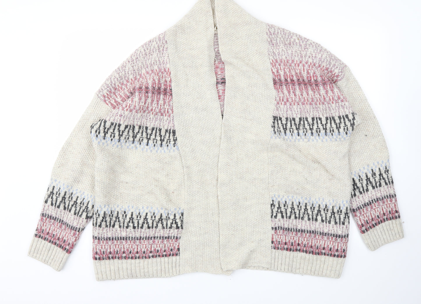 M&S Womens Ivory Argyle/Diamond  Cardigan Jumper Size 20