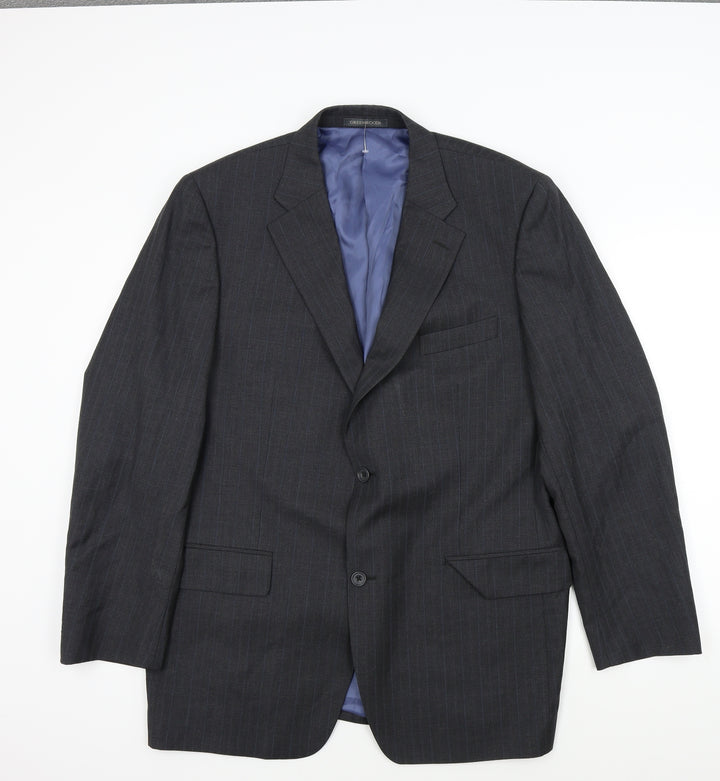 greenwood Mens Grey Striped  Jacket Suit Jacket Size XL
