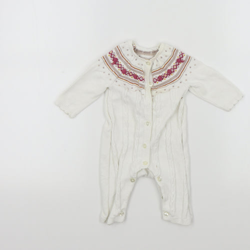 Mothercare Baby White Colourblock  Babygrow One-Piece Size 0-3 Months