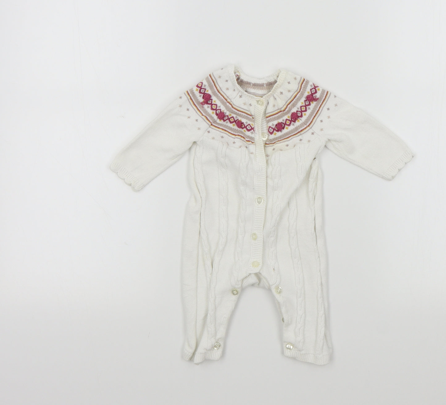 Mothercare Baby White Colourblock  Babygrow One-Piece Size 0-3 Months