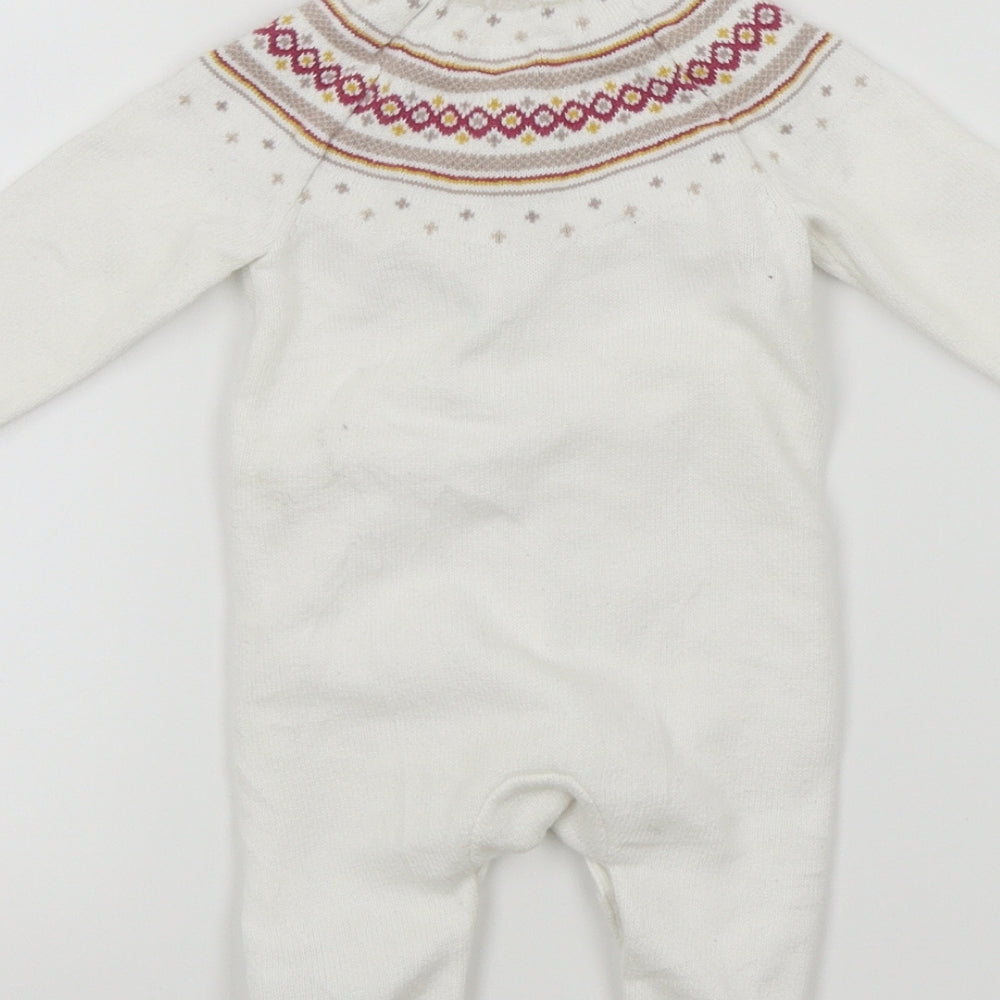 Mothercare Baby White Colourblock  Babygrow One-Piece Size 0-3 Months