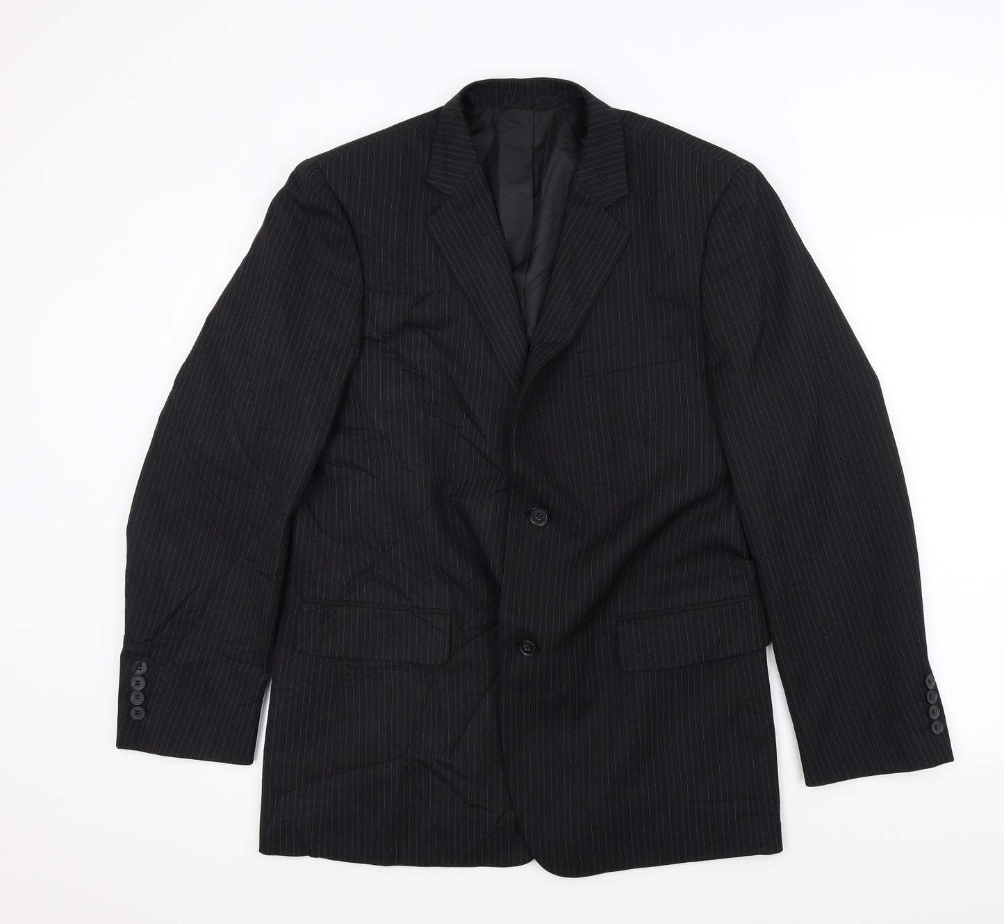 Taylor & Wright Mens Black Striped  Jacket Blazer Size XL
