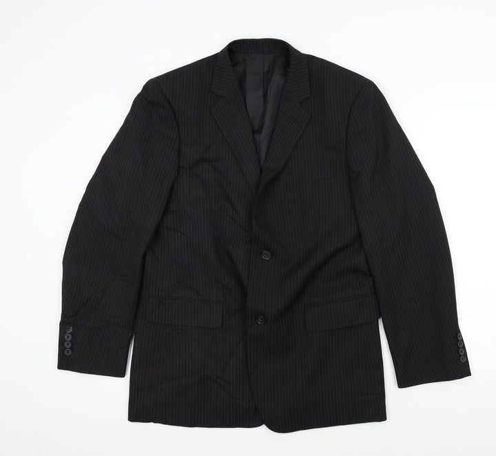 Taylor & Wright Mens Black Striped  Jacket Blazer Size XL