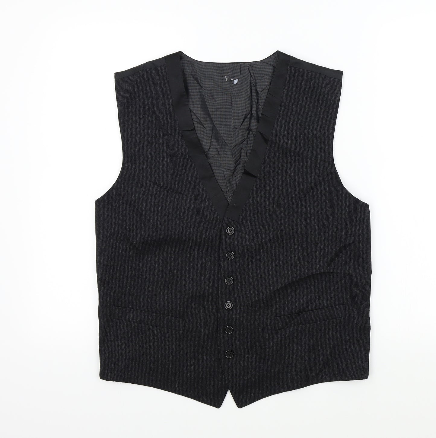 NICOLE FARHI Mens Black Striped  Jacket Suit Waistcoat Size 38