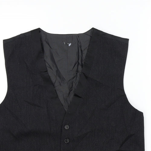 NICOLE FARHI Mens Black Striped  Jacket Suit Waistcoat Size 38