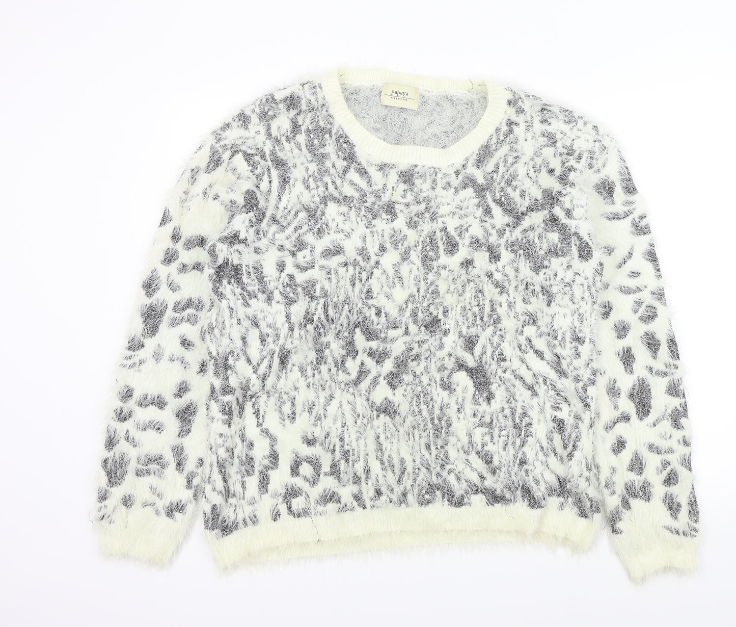 Papaya Womens Beige Geometric  Pullover Jumper Size 18