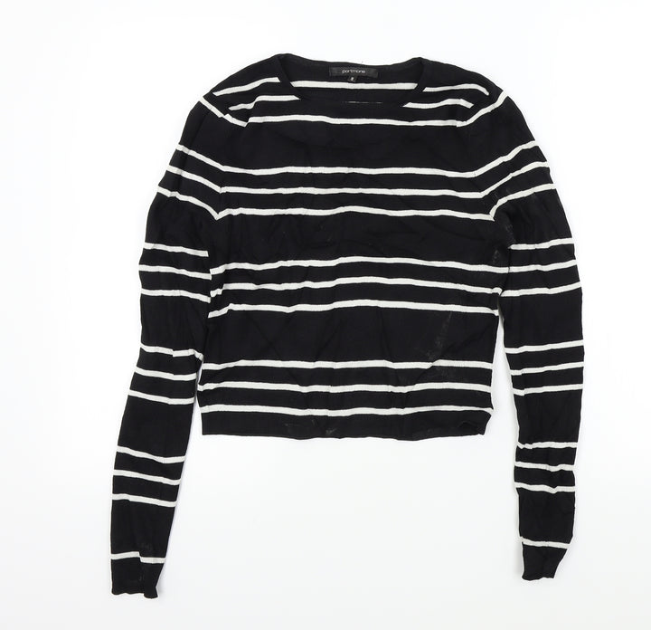 Portmans Womens Black Striped Pullover Jumper Size S