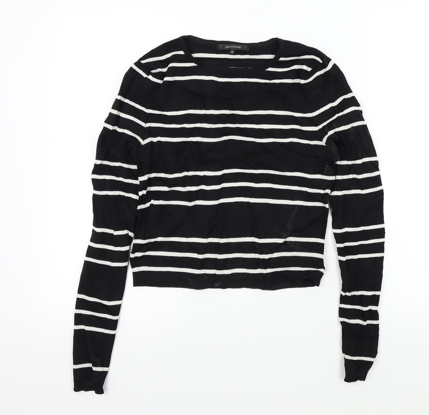 Portmans Womens Black Striped  Pullover Jumper Size S