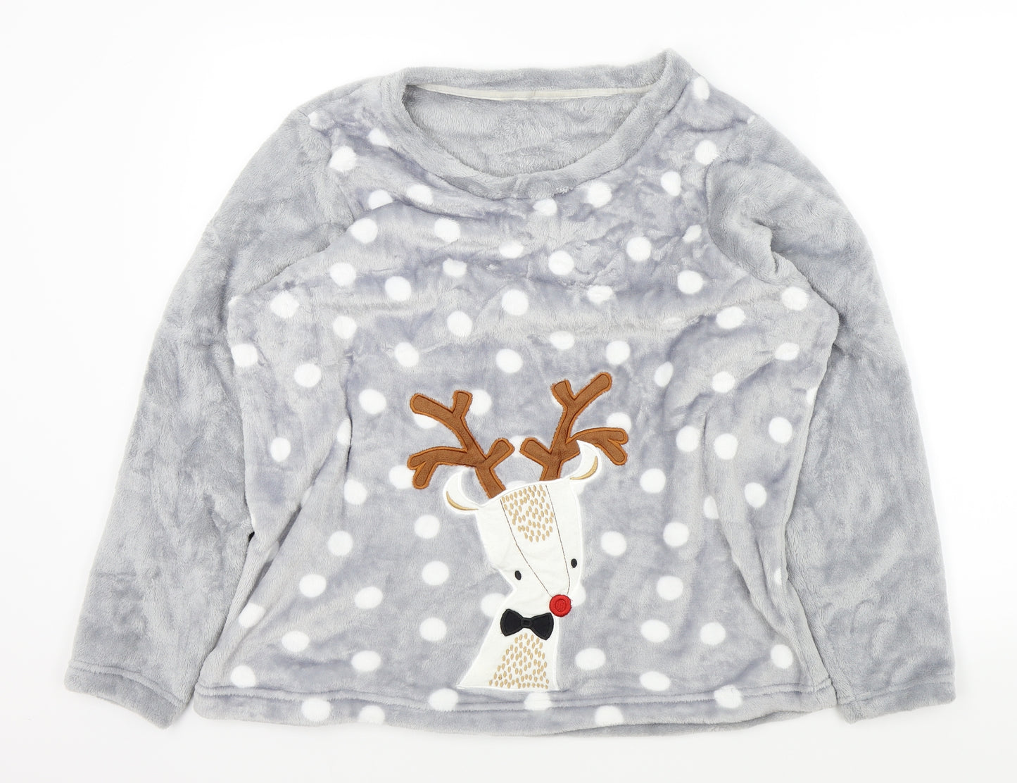 George Womens Grey Solid  Kimono Pyjama Top Size 16  - Christmas Jumper