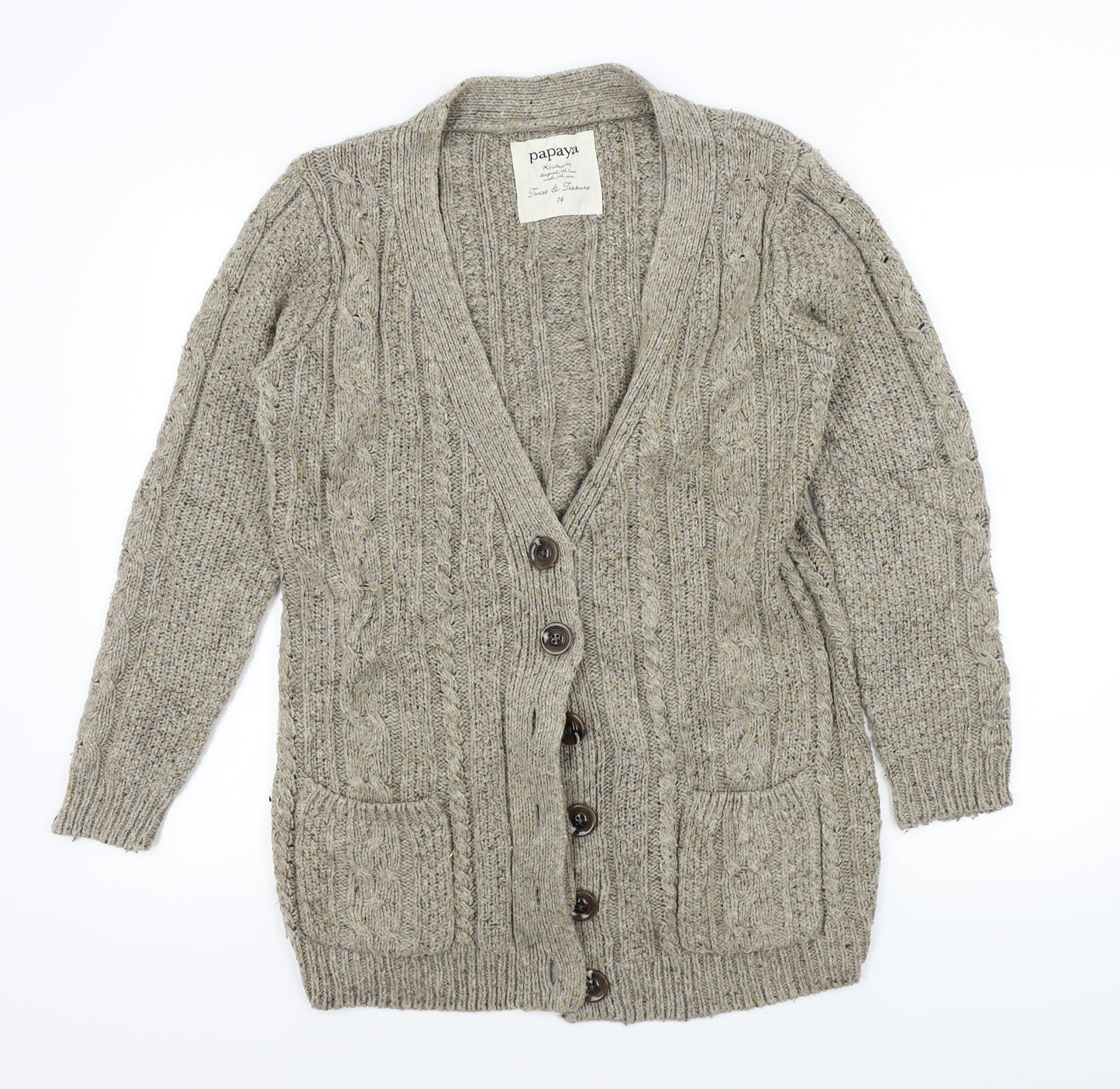 Papaya Womens Brown   Cardigan Jumper Size 14