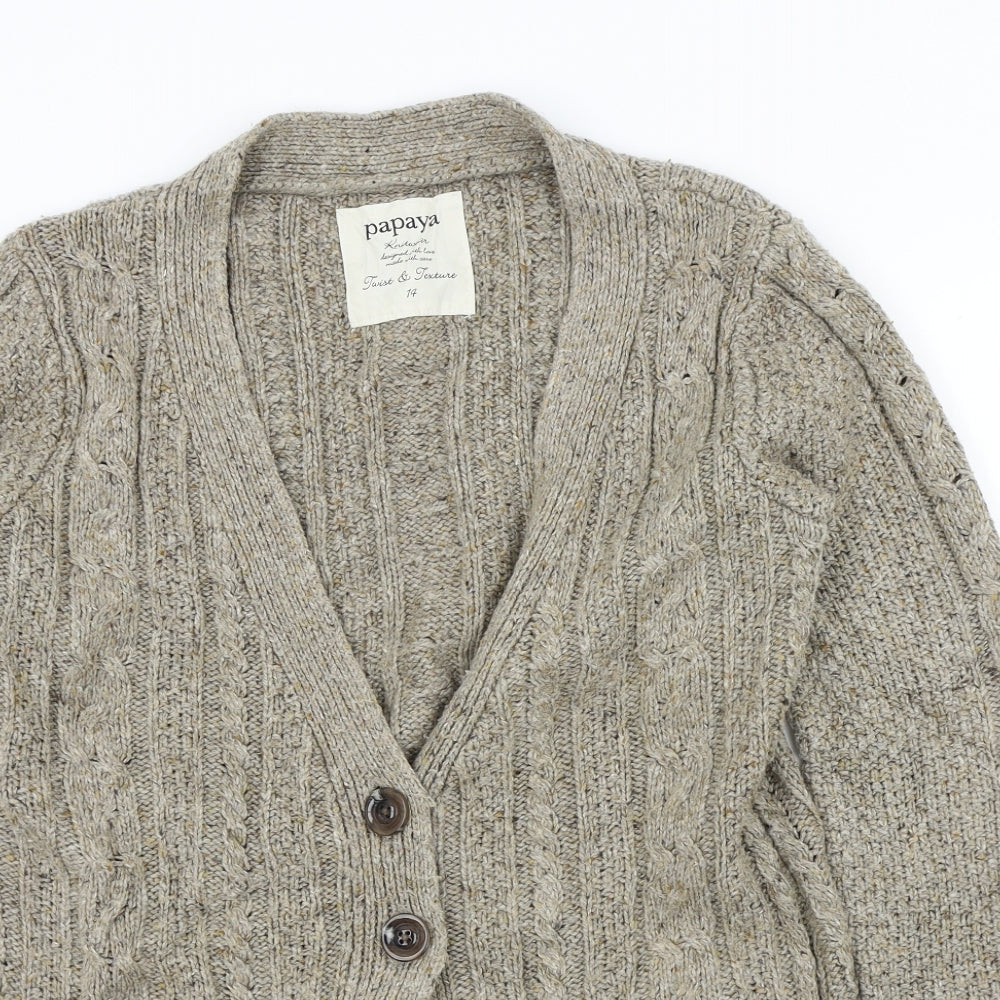 Papaya Womens Brown   Cardigan Jumper Size 14
