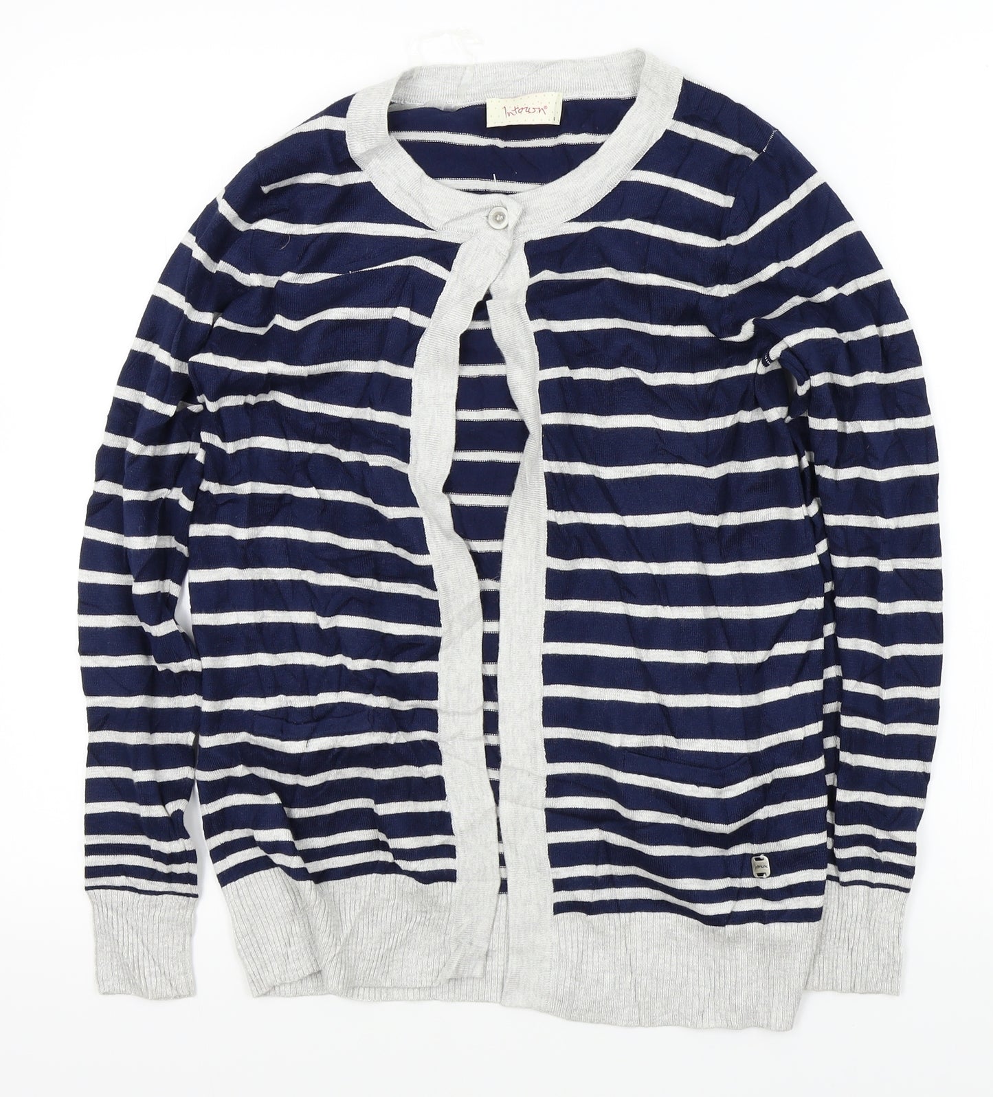 InTown Womens Blue Striped  Cardigan Jumper Size S