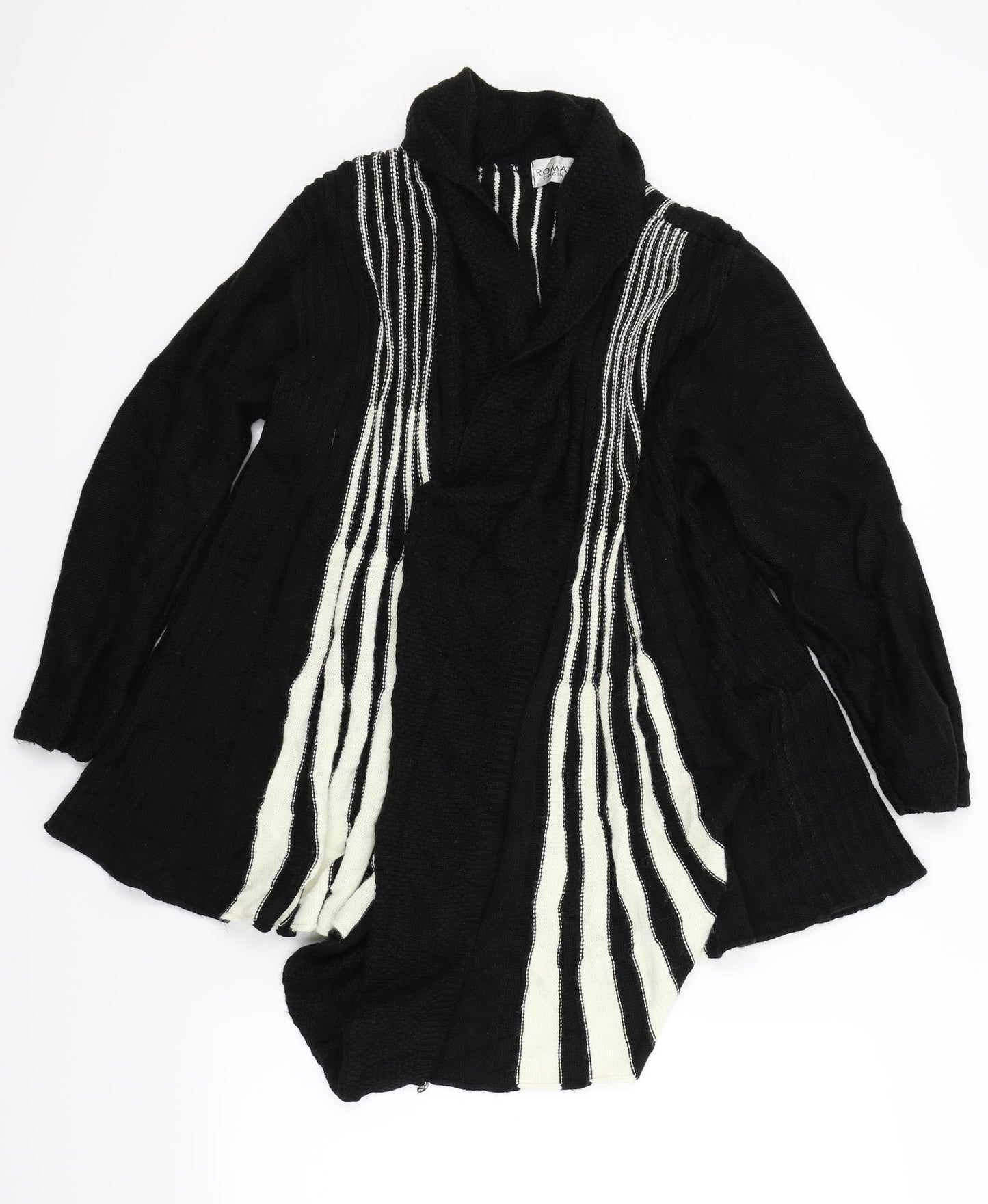Roman Womens Black Striped  Cardigan Jumper Size L