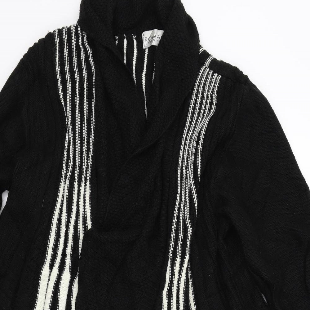 Roman Womens Black Striped  Cardigan Jumper Size L