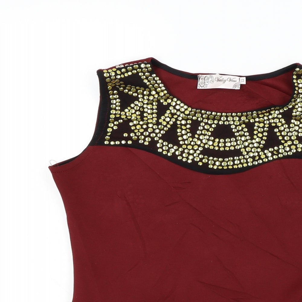Vouley Vous Womens Red   Basic T-Shirt Size 12
