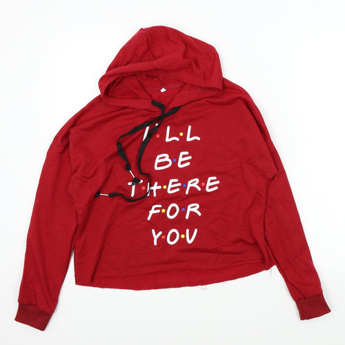 Preworn Girls Red Colourblock  Pullover Hoodie Size S