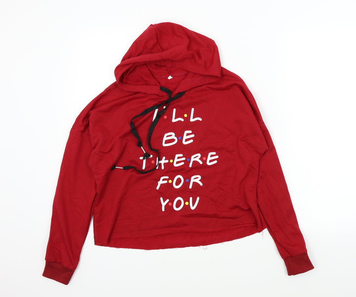 Preworn Girls Red Colourblock Pullover Hoodie Size S