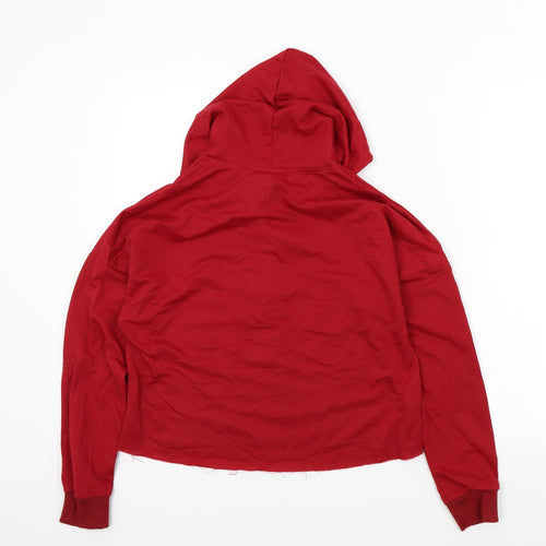 Preworn Girls Red Colourblock  Pullover Hoodie Size S