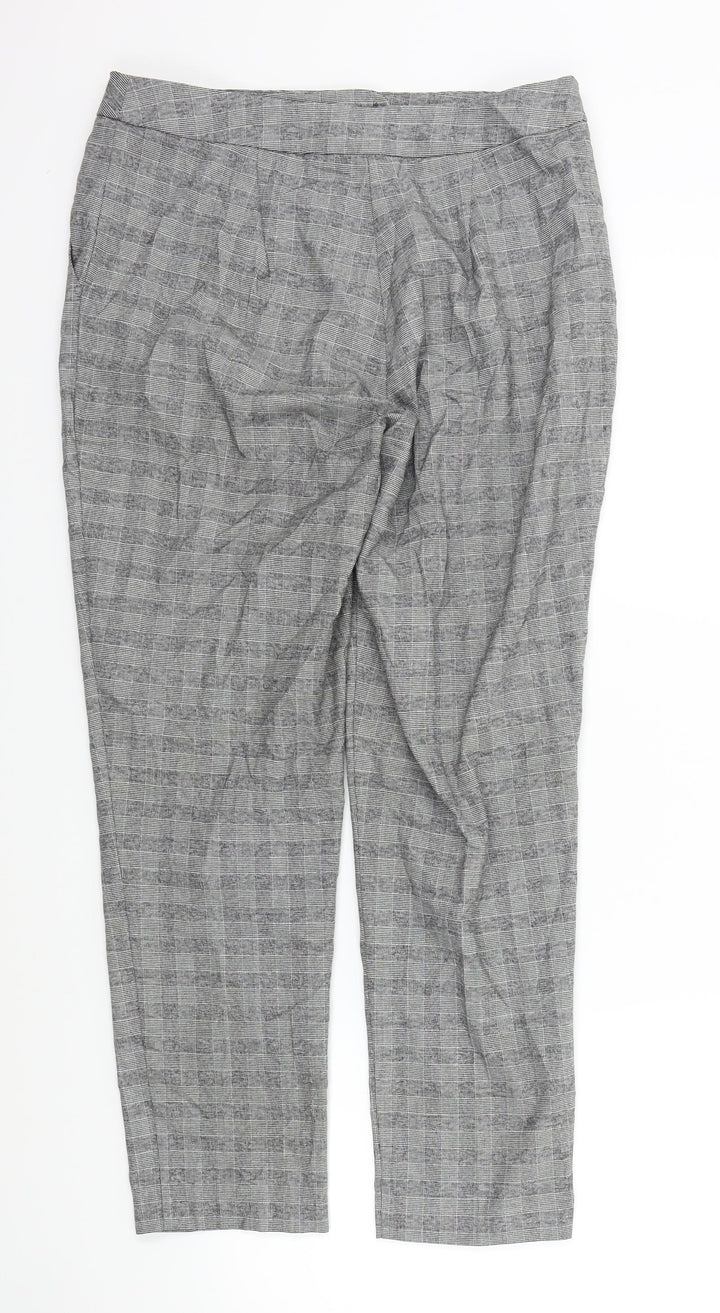 New Look Womens Grey Check Trousers Size 10 L25 in