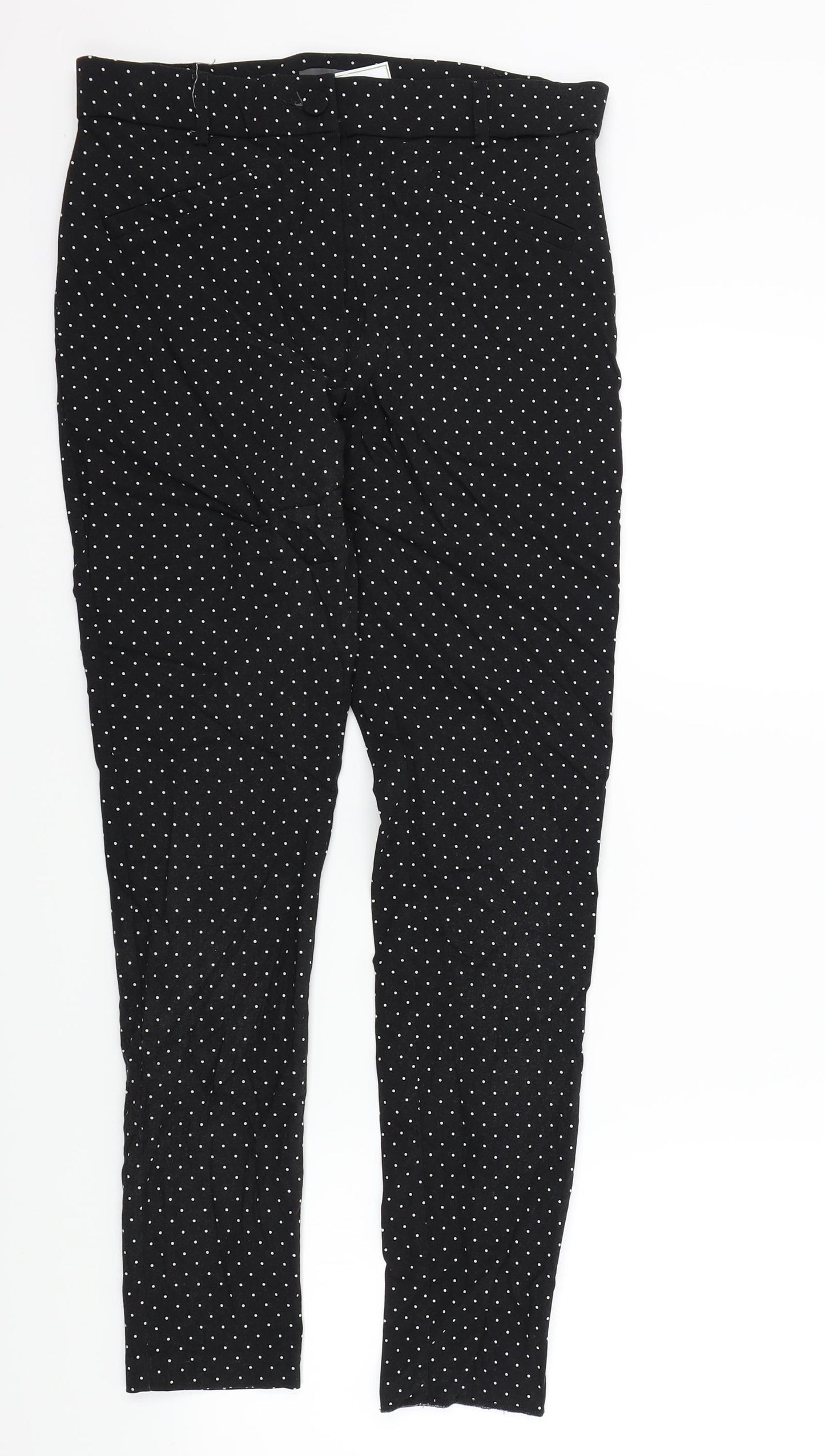 Primark Womens Black Polka Dot  Trousers  Size 14 L28 in