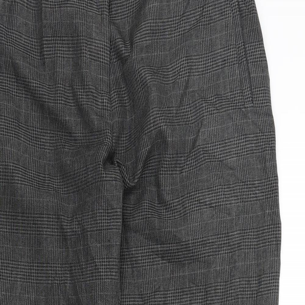 M&S Womens Grey Check  Trousers  Size 14 L28 in