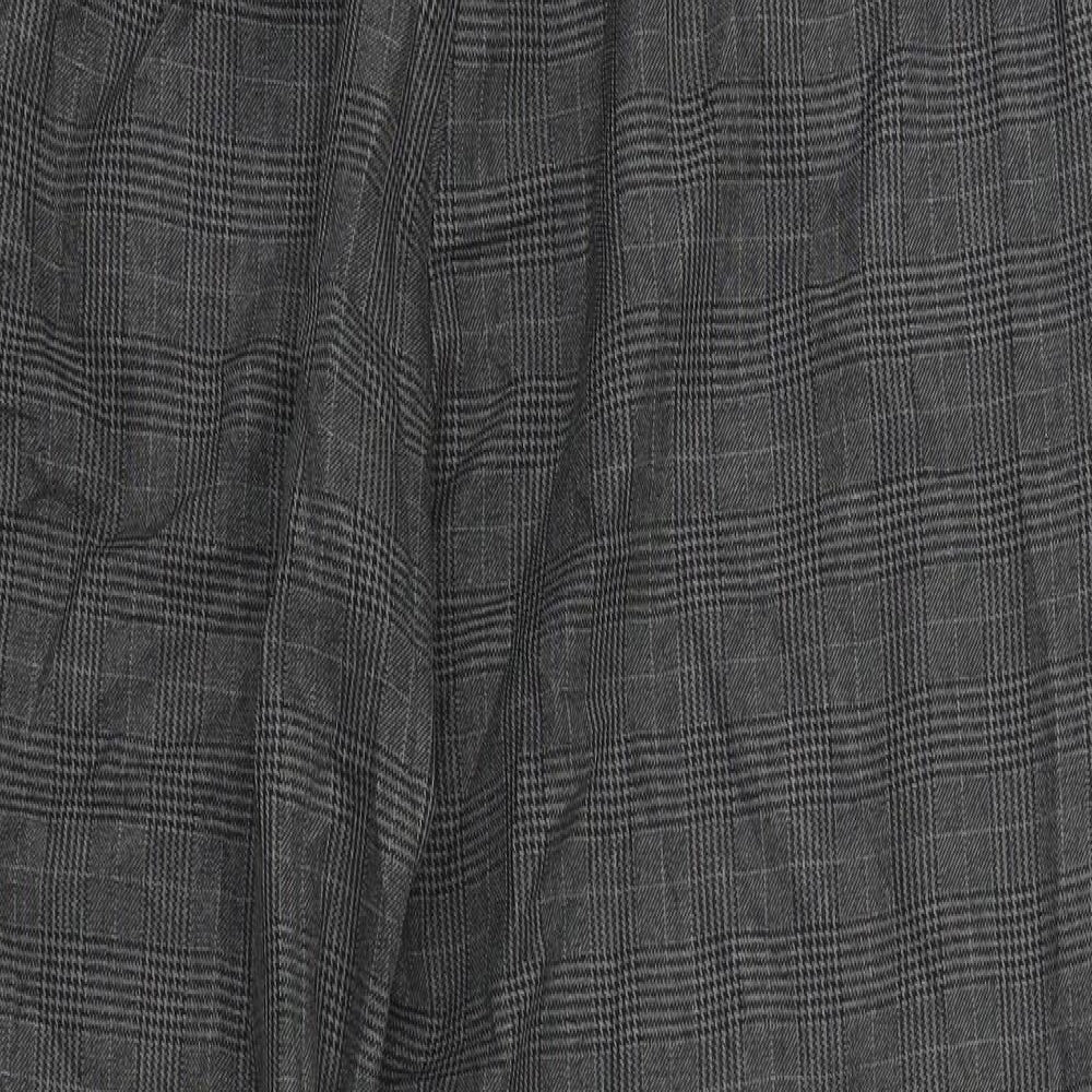 M&S Womens Grey Check  Trousers  Size 14 L28 in