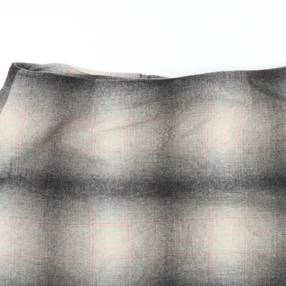 Alex & co Womens Grey Check  A-Line Skirt Size 14