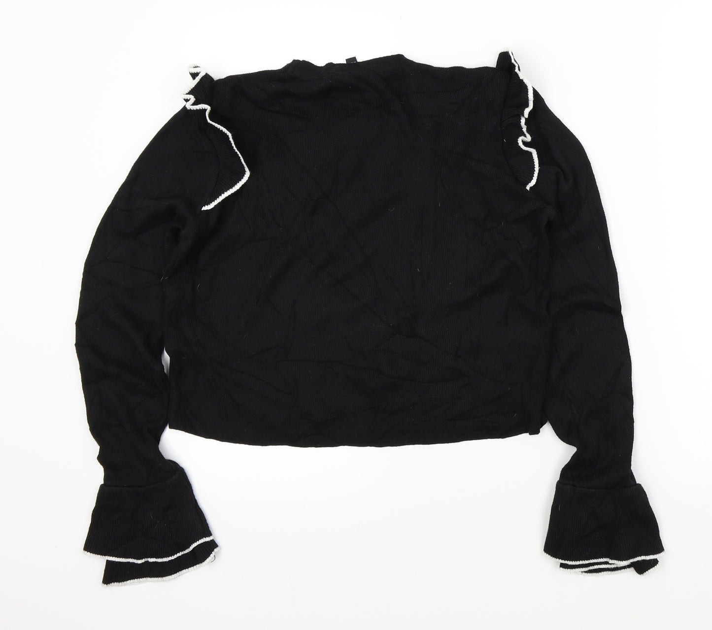 TOP SHOP Womens Black   Pullover Jumper Size 14  - Frill Detail