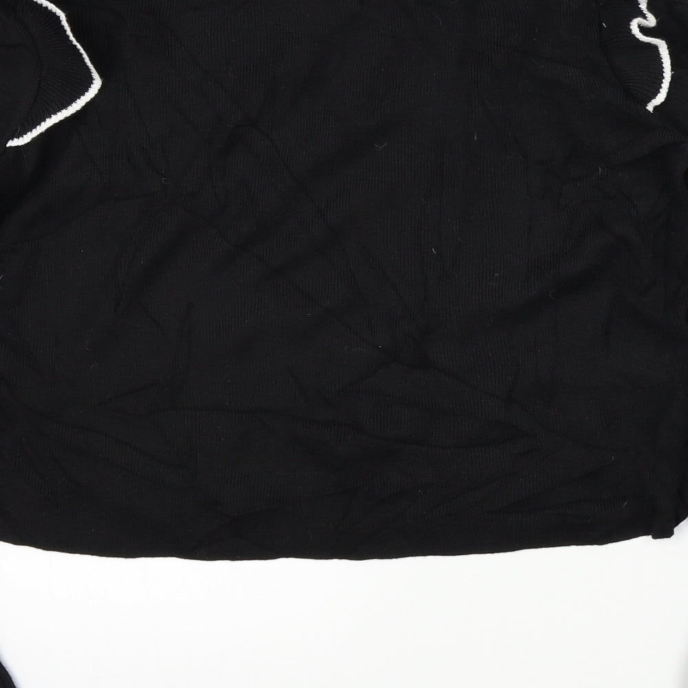 TOP SHOP Womens Black   Pullover Jumper Size 14  - Frill Detail