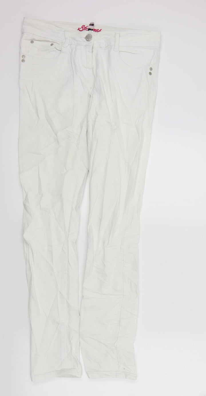DENIN&CO Womens White Skinny Jeans Size 10 L31 in