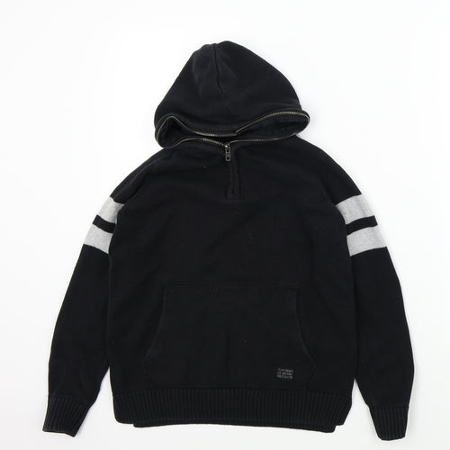 H&M Boys Black Colourblock  Pullover Hoodie Size 11-12 Years