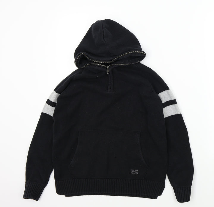 H&M Boys Black Colourblock  Pullover Hoodie Size 11-12 Years