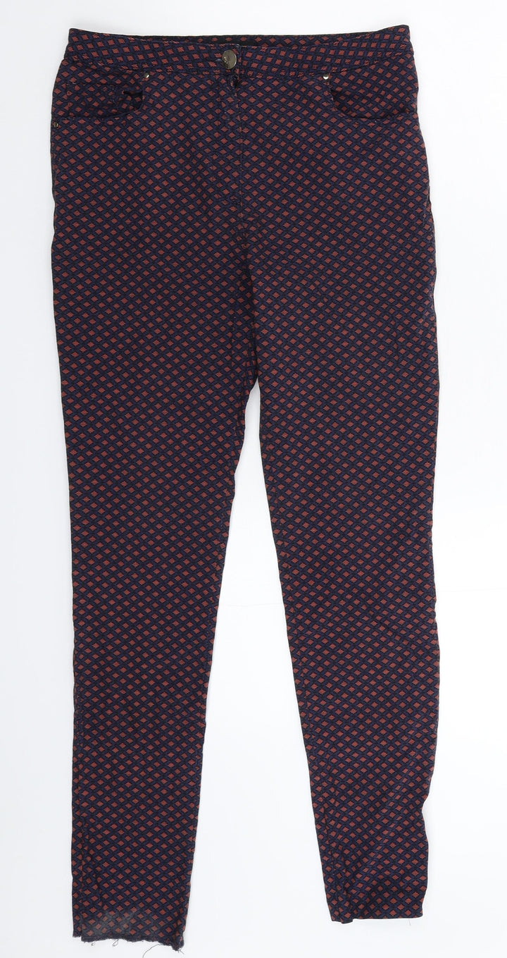 F&F Womens Blue Geometric Trousers Size 10 L29 in