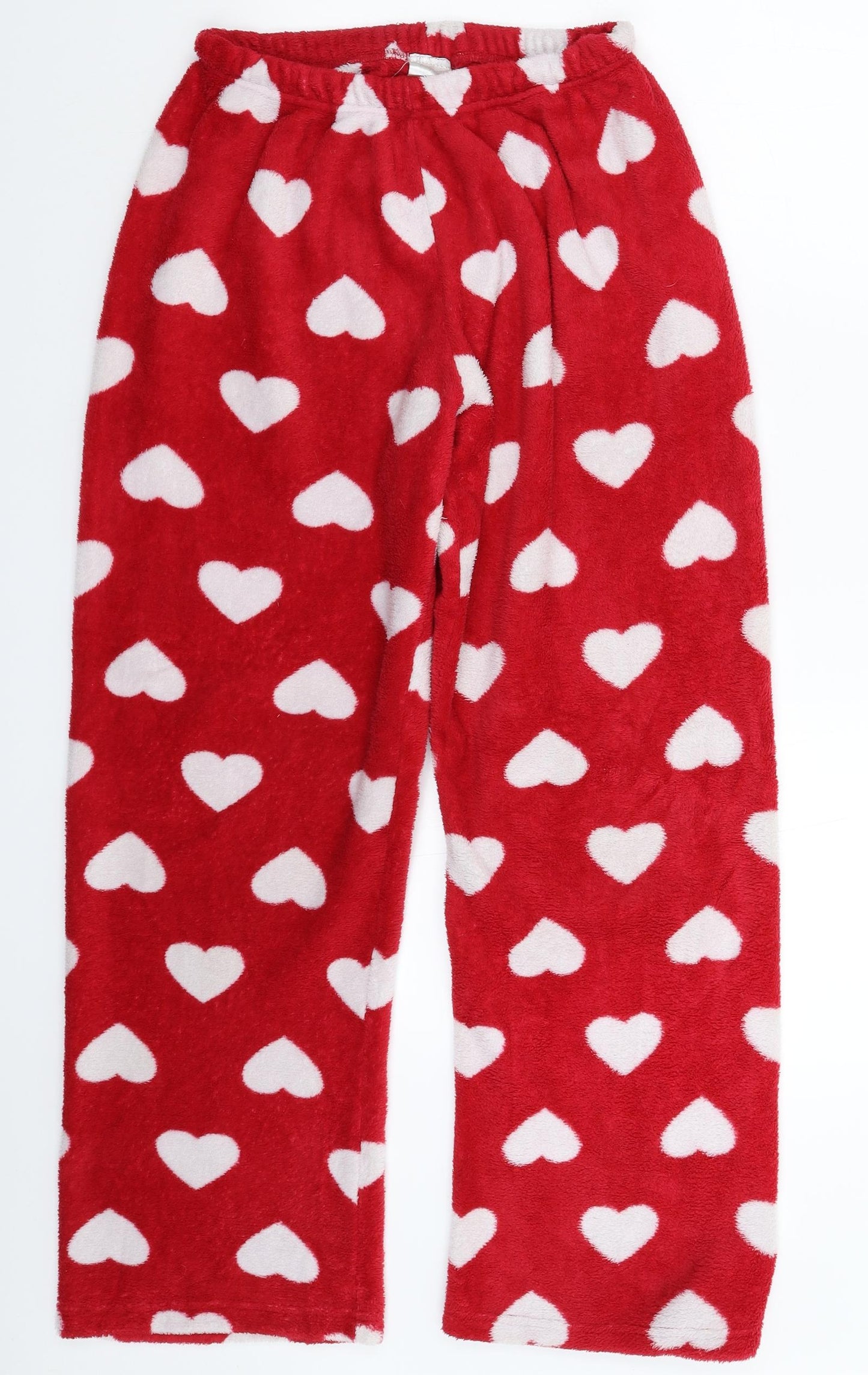 Love Womens Red Solid Fleece Cami Pyjama Pants Size M
