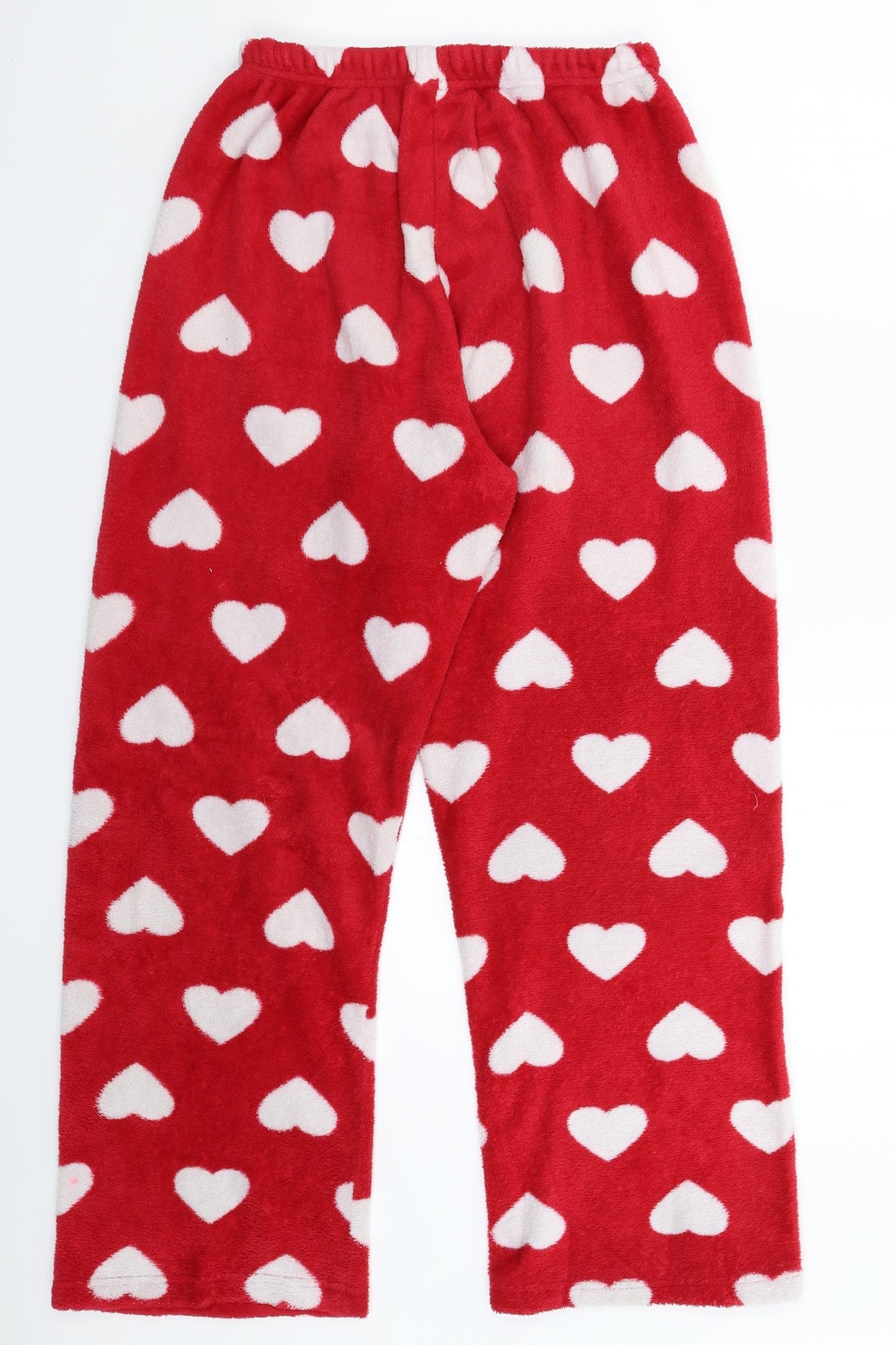 Love Womens Red Solid Fleece Cami Pyjama Pants Size M