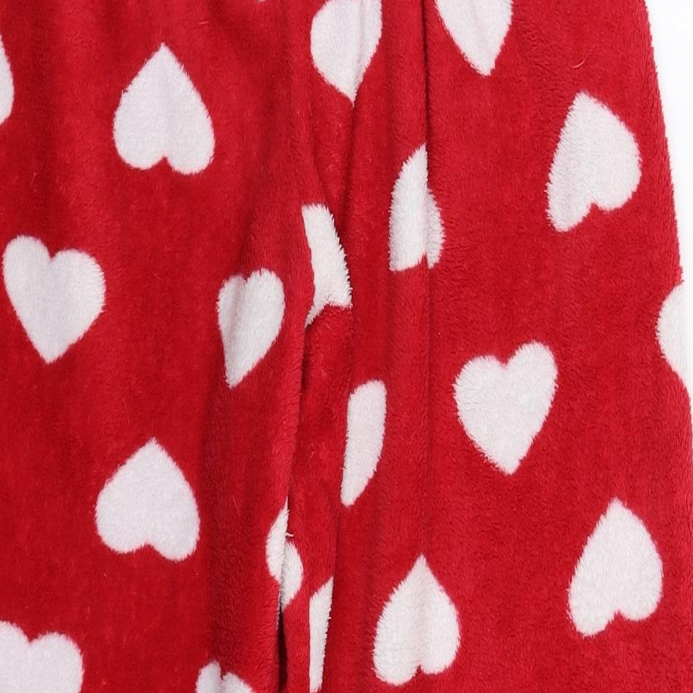 Love Womens Red Solid Fleece Cami Pyjama Pants Size M