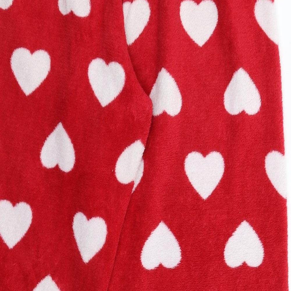 Love Womens Red Solid Fleece Cami Pyjama Pants Size M