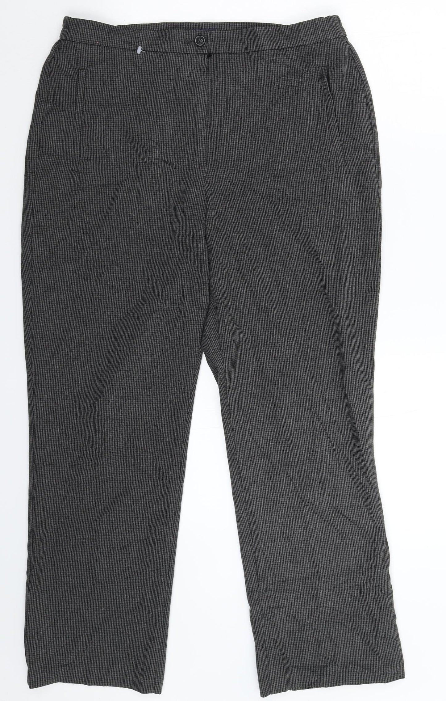 Marks and Spencer Womens Grey Houndstooth  Trousers  Size 12 L27 in