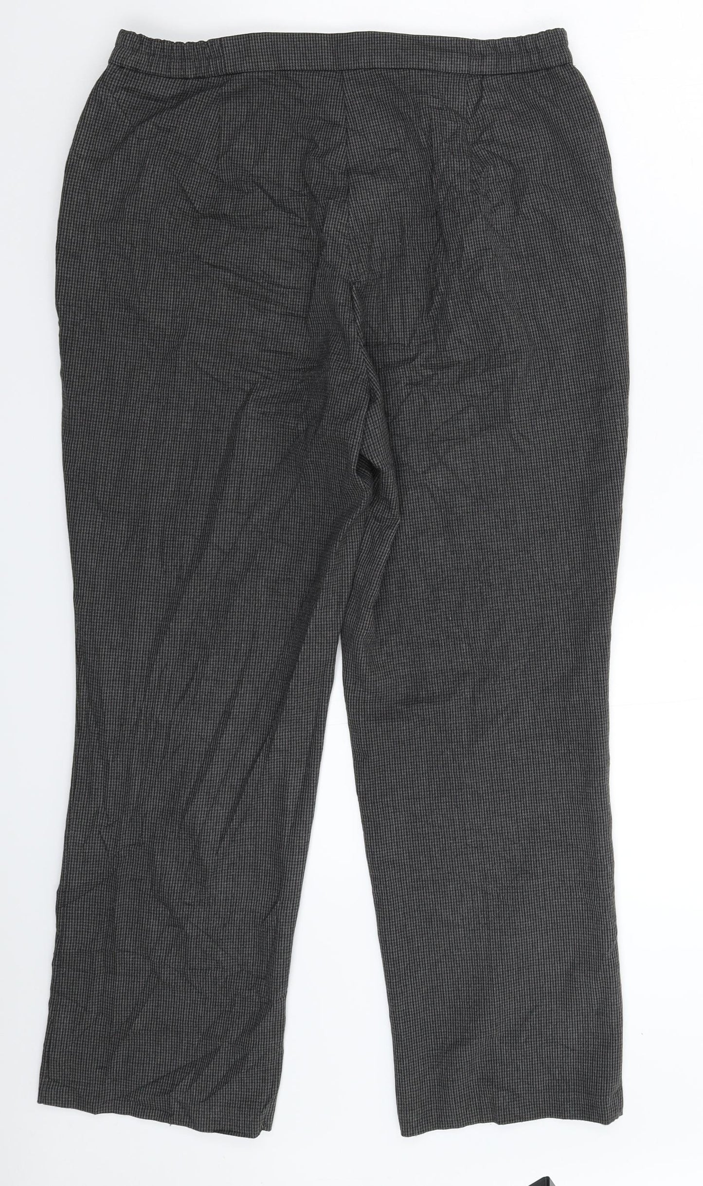 Marks and Spencer Womens Grey Houndstooth  Trousers  Size 12 L27 in