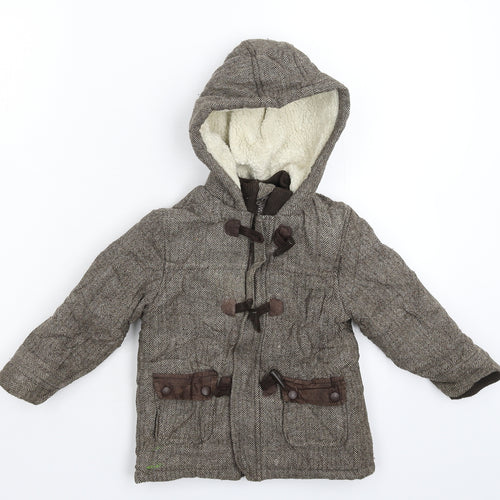 Merc Baby Grey Herringbone  Parka Coat Size 18-24 Months