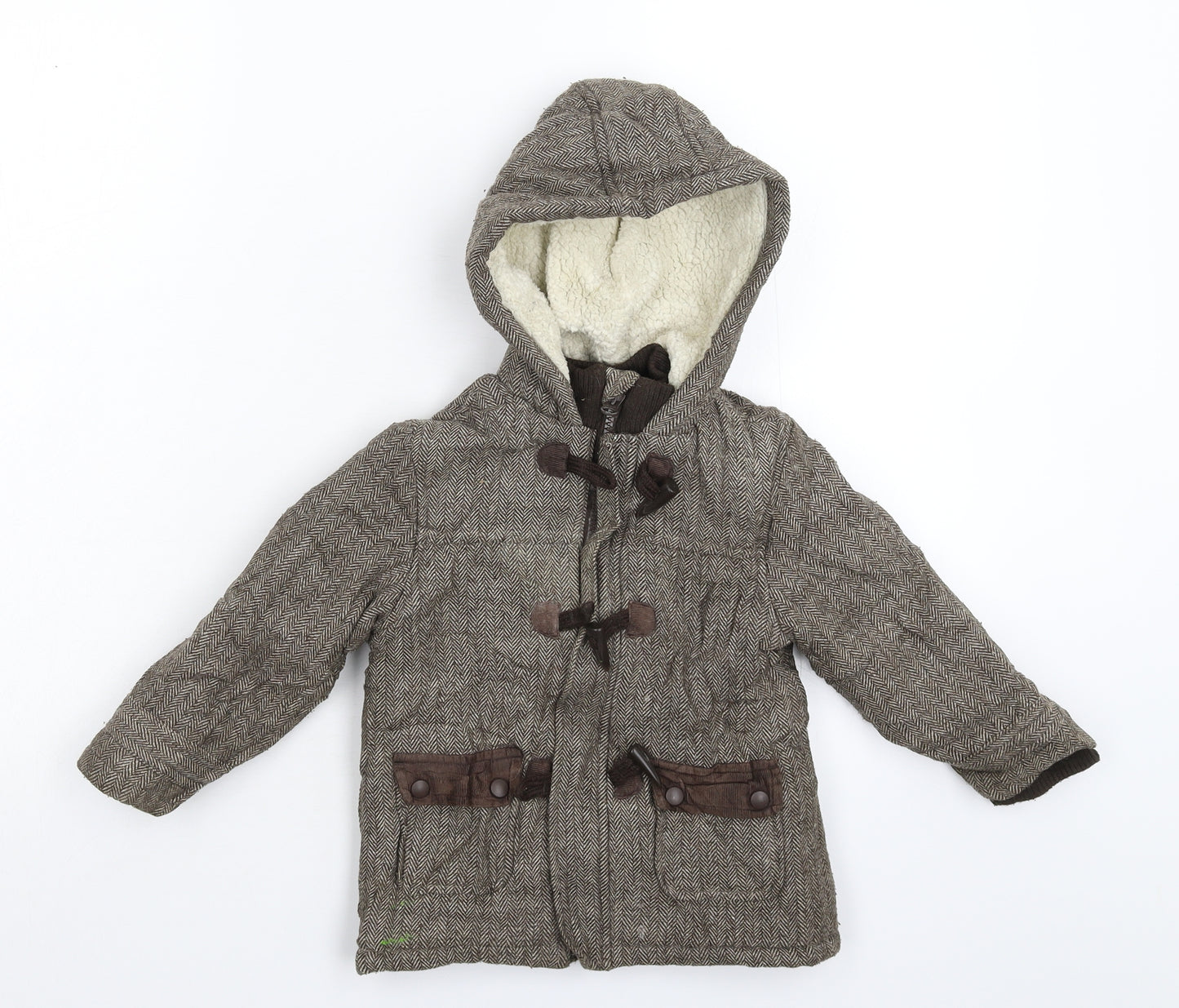 Merc Baby Grey Herringbone  Parka Coat Size 18-24 Months